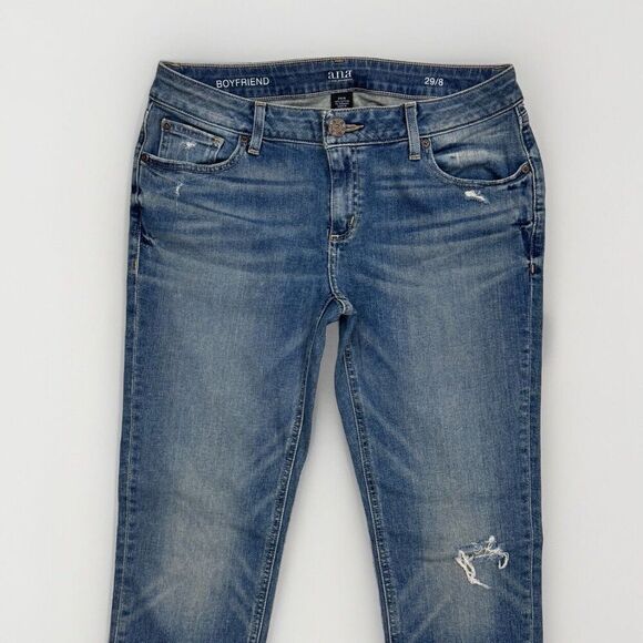 Ana Jeans Womens 29/8 Boyfriend Distressed Low Mid Denim Blue Measures 31 x 29.5 - Picture 8 of 12